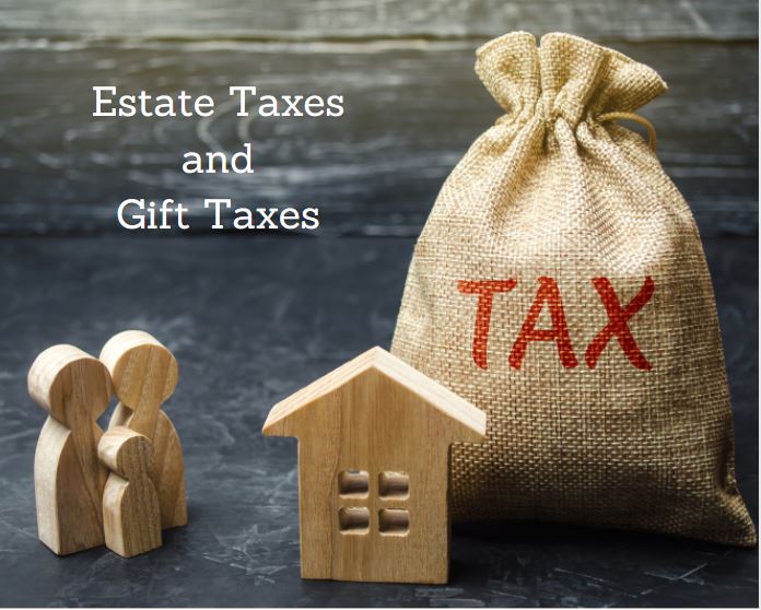 Estate tax and gift tax image of family and home